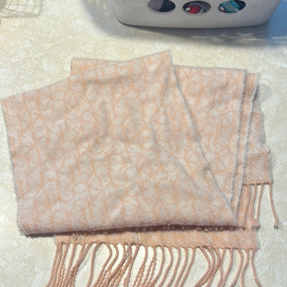 Calvin Klein Pink Silk Blend Scarf with Fringe